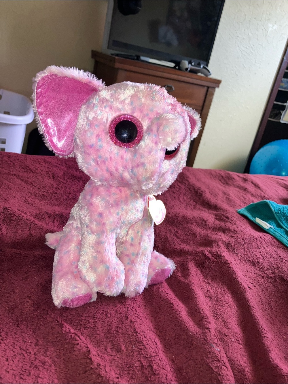 Ty Pink Multicolor Sparkle Elephant Plush